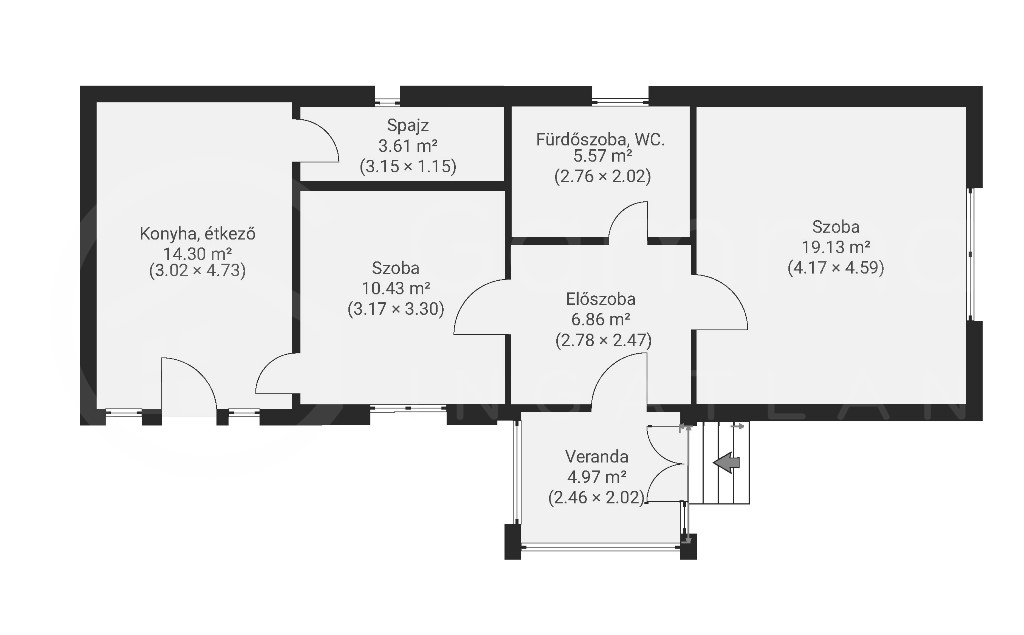 központi részén eladó egy 65 m2-es